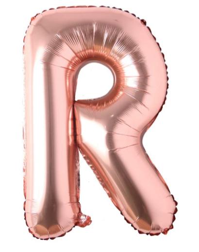 Globo letra Metálico Rose Gold inflado con aire chico 14"