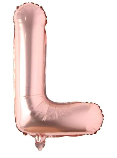 Globo letra Metálico Rose Gold inflado con aire chico 14"