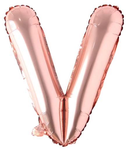 Globo letra Metálico Rose Gold inflado con aire chico 14"