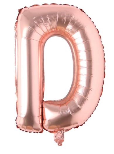 Globo letra Metálico Rose Gold inflado con aire chico 14"