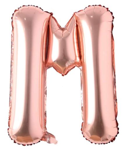 Globo letra Metálico Rose Gold inflado con aire chico 14"
