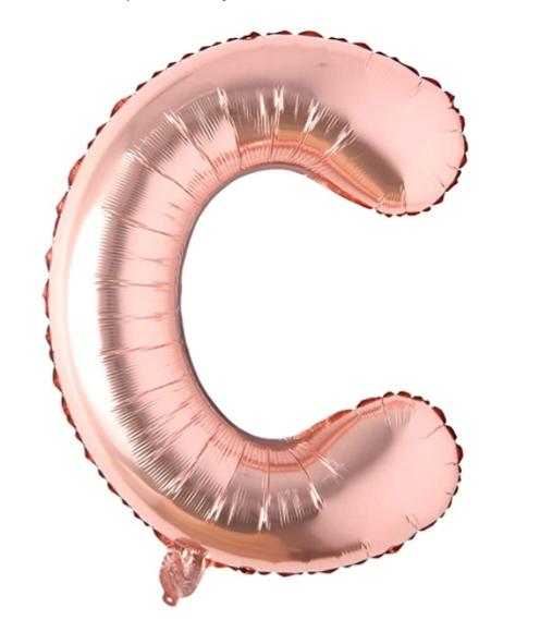 Globo letra Metálico Rose Gold inflado con aire chico 14"