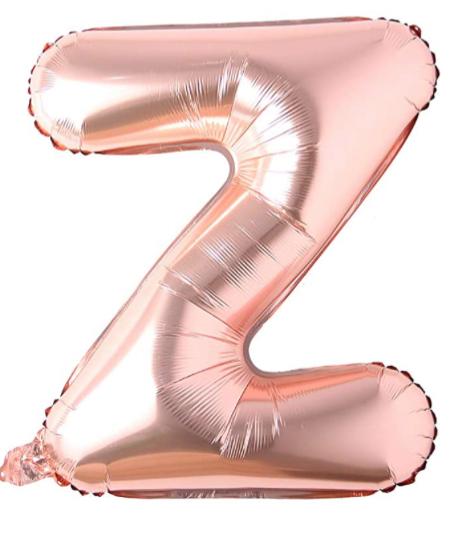 Globo letra Metálico Rose Gold inflado con aire chico 14"