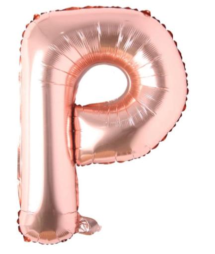 Globo letra Metálico Rose Gold inflado con aire chico 14"