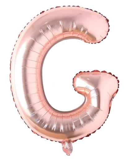 Globo letra Metálico Rose Gold inflado con aire chico 14"
