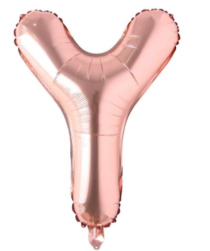 Globo letra Metálico Rose Gold inflado con aire chico 14"
