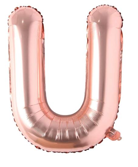 Globo letra Metálico Rose Gold inflado con aire chico 14"