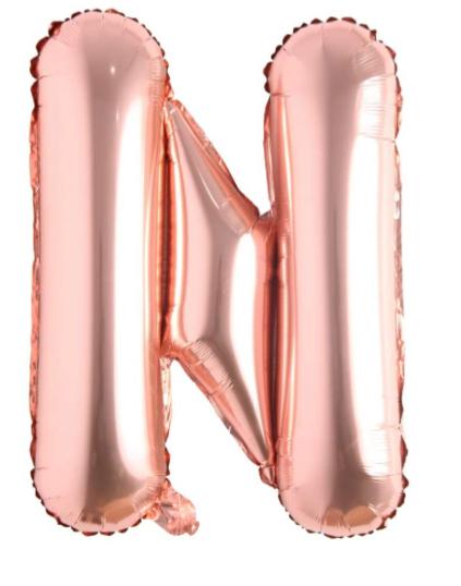 Globo letra Metálico Rose Gold inflado con aire chico 14"