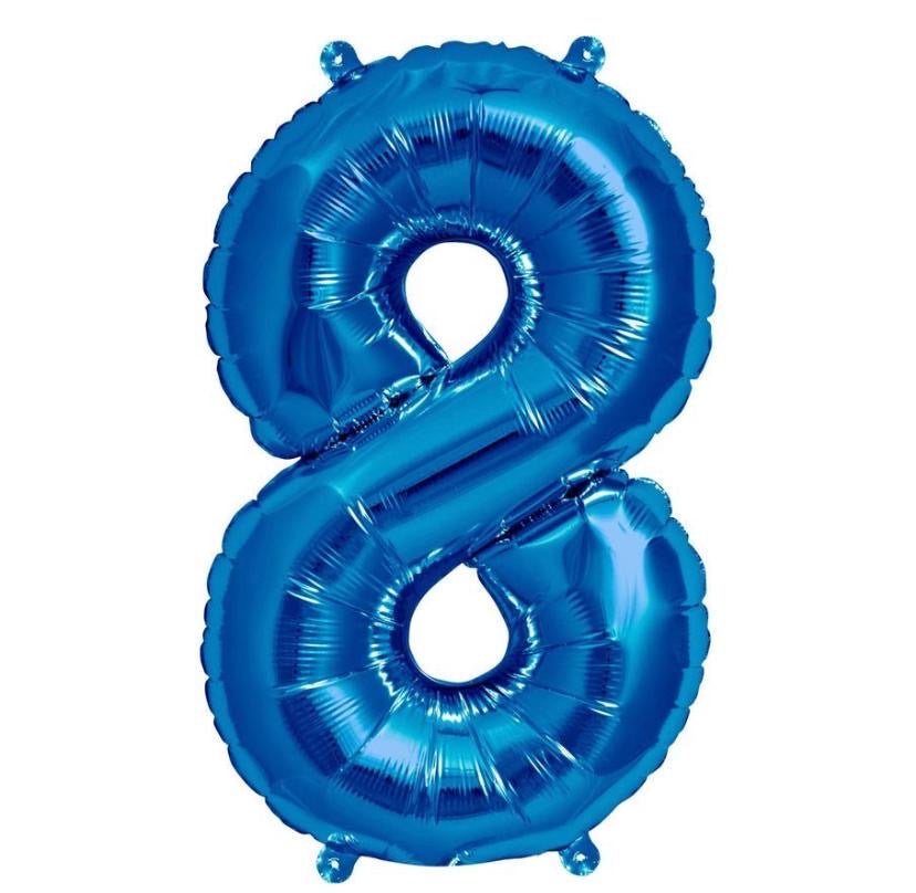 número metálico azul grande 87 cm con helio