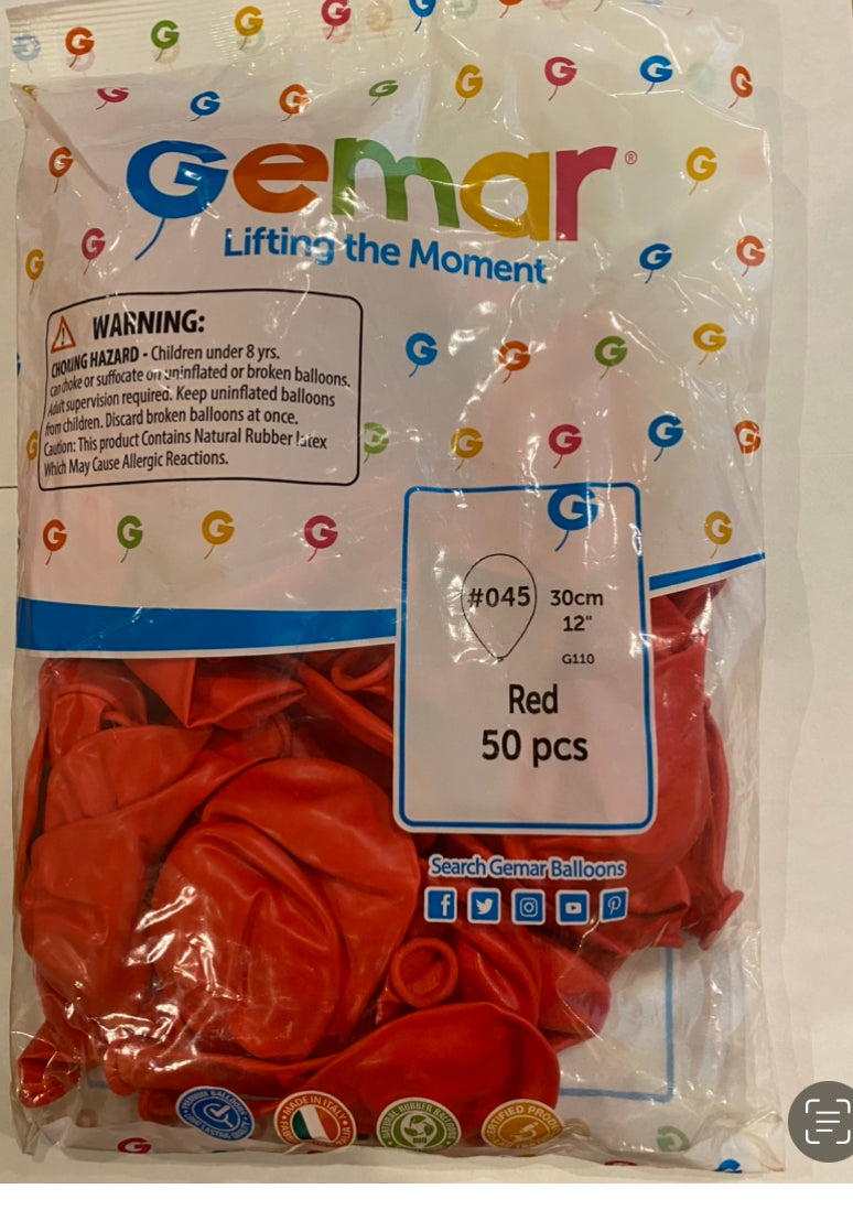 Bolsa de globos de látex color rojo