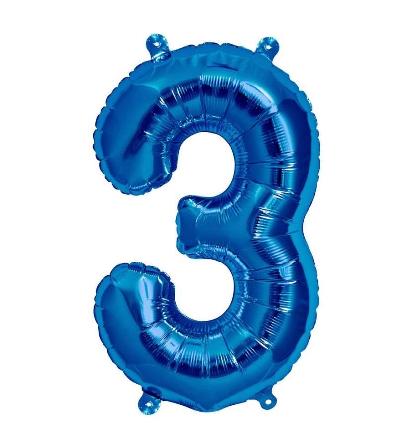 número metálico azul grande 87 cm con helio
