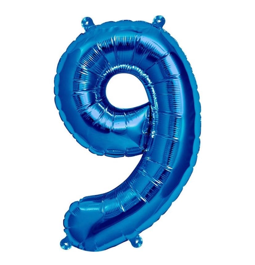 número metálico azul grande 87 cm con helio