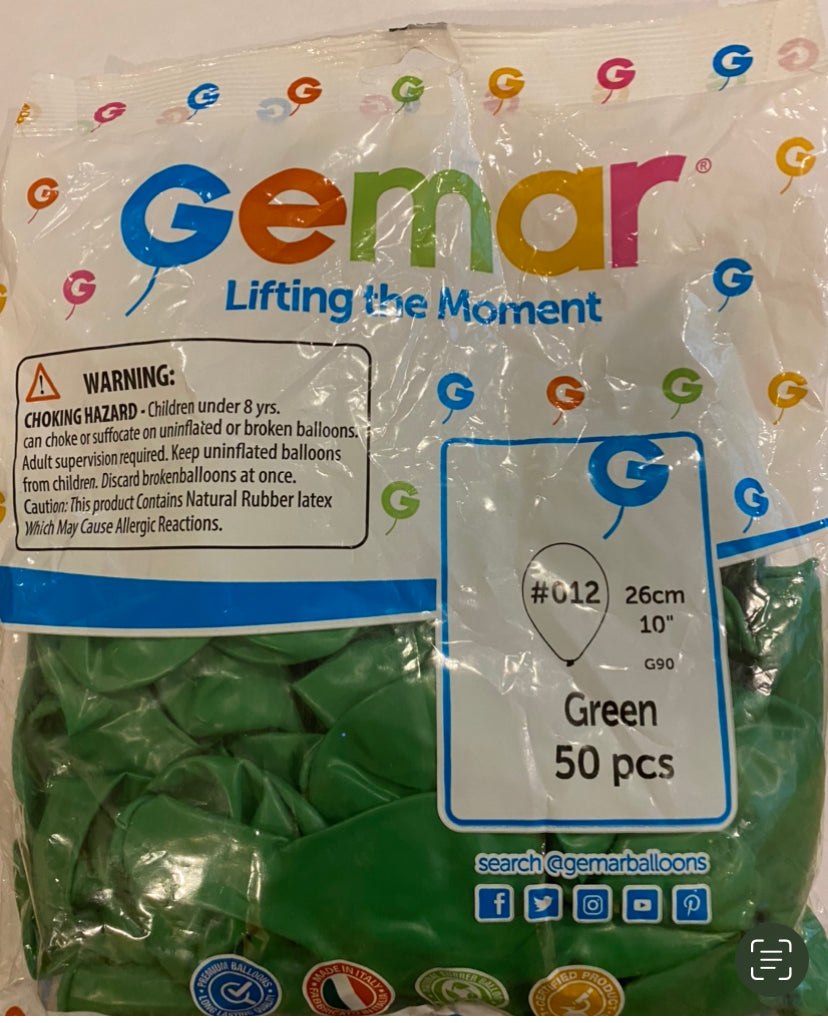 Bolsa de globos de látex color verde