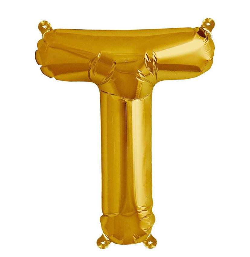 Letra de globo metálica color dorado