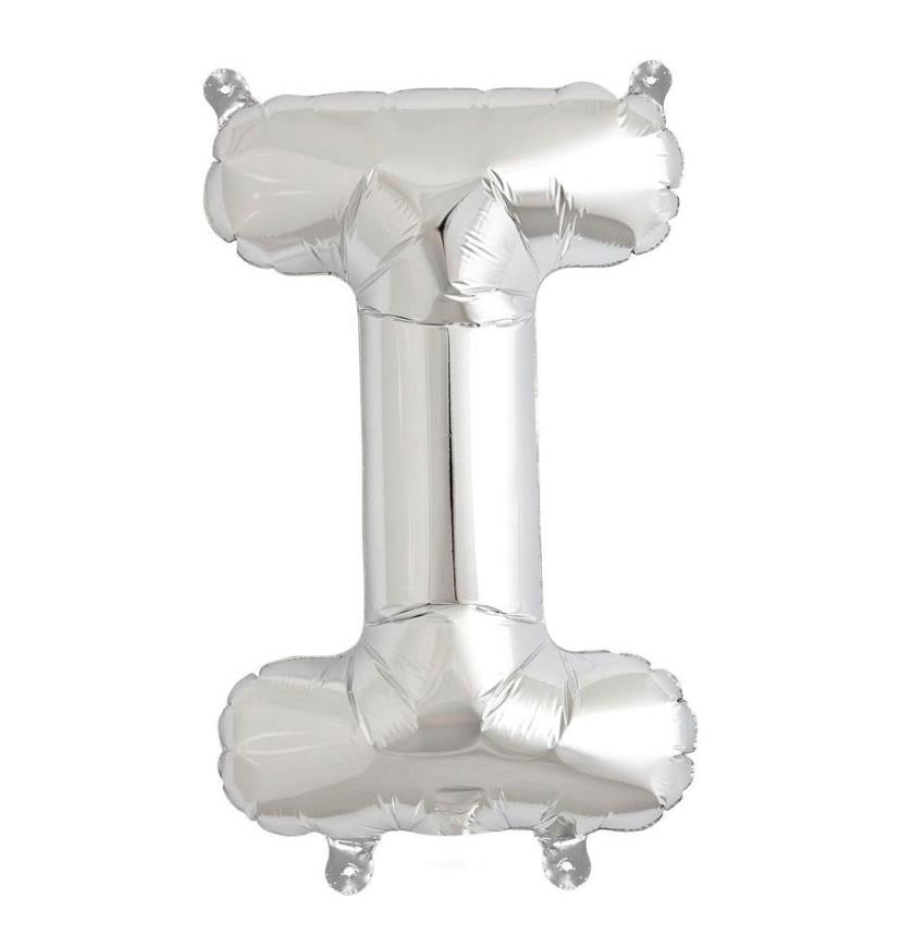 Globo letra metálico inflado con aire plata chico 14"