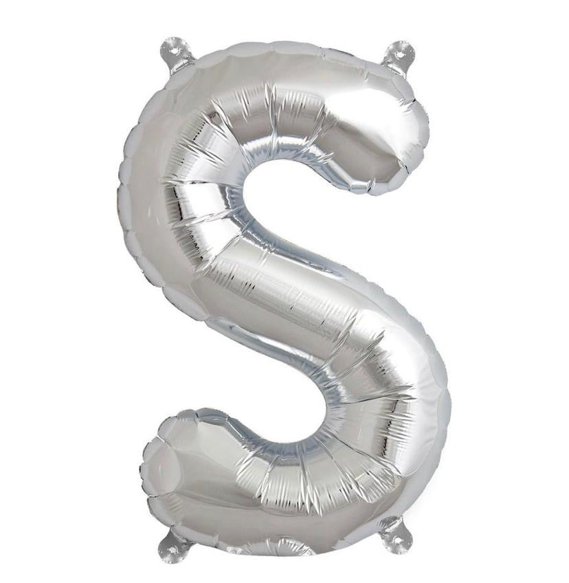 Globo letra metálico inflado con aire plata chico 14"