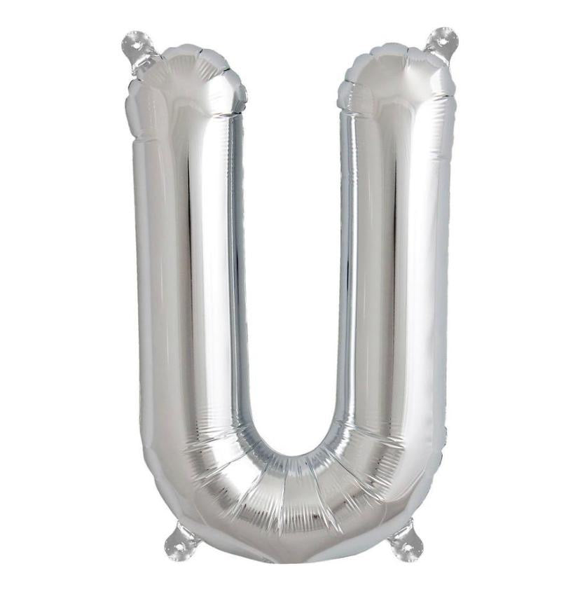 Globo letra metálico inflado con aire plata chico 14"