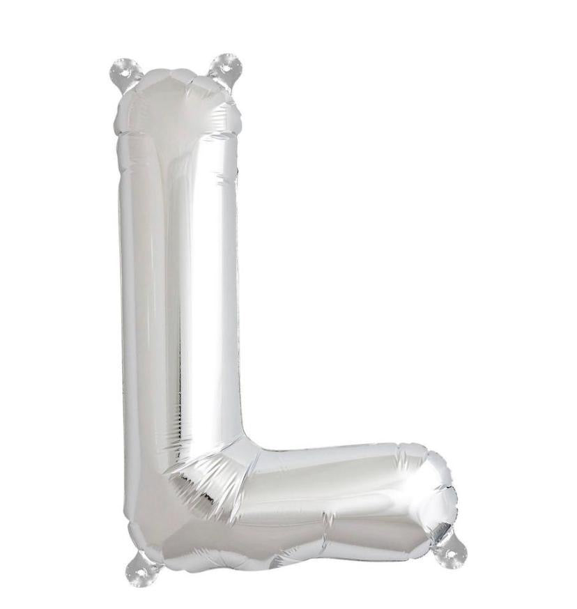 Globo letra metálico inflado con aire plata chico 14"