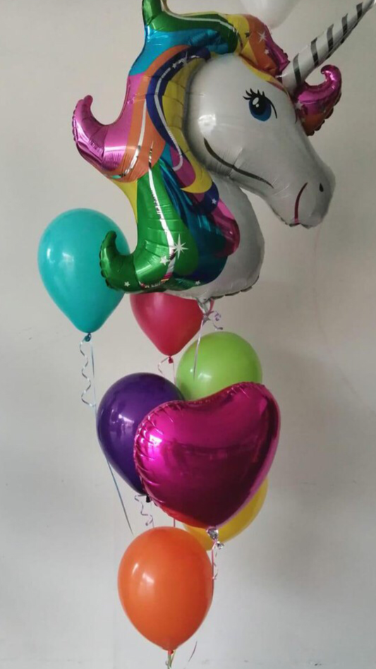 Arreglo de globos únicornio
