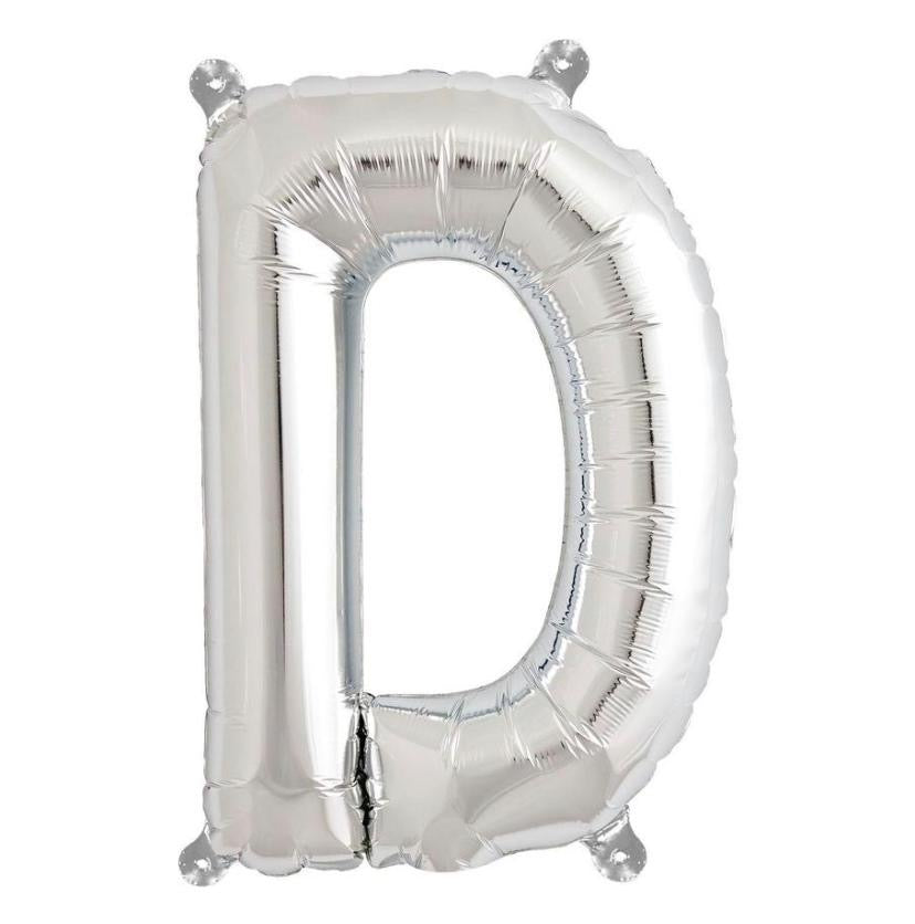Globo letra metálico inflado con aire plata chico 14"