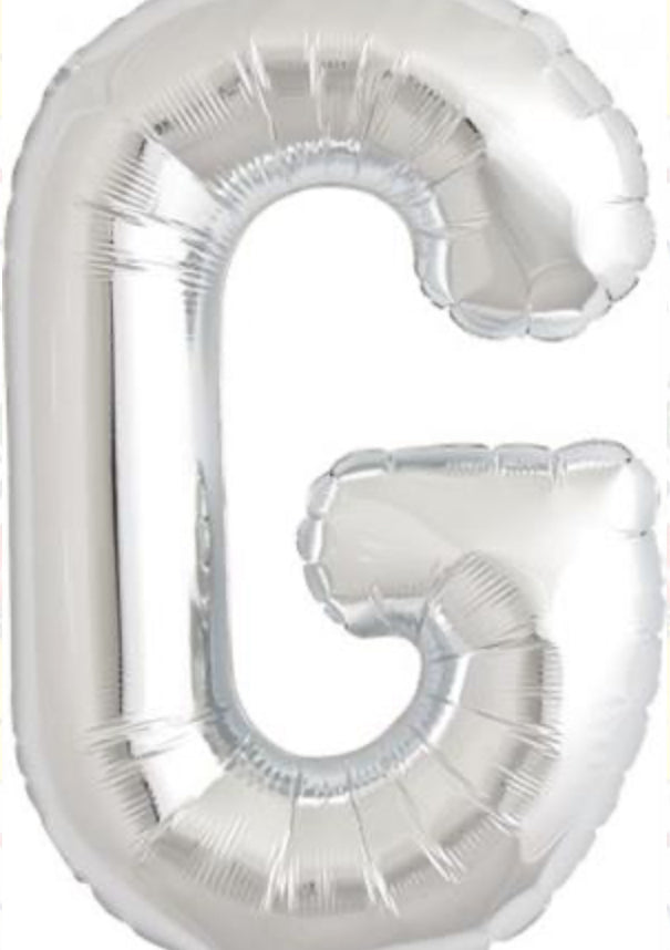 Globo letra metálico inflado con aire plata chico 14"