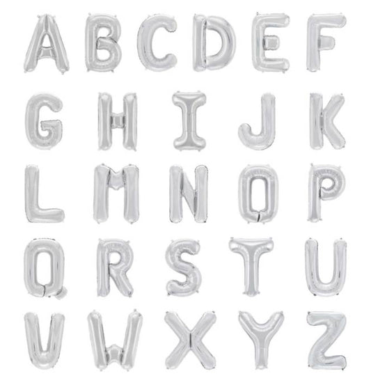 Globo letra metálico con helio plata grande