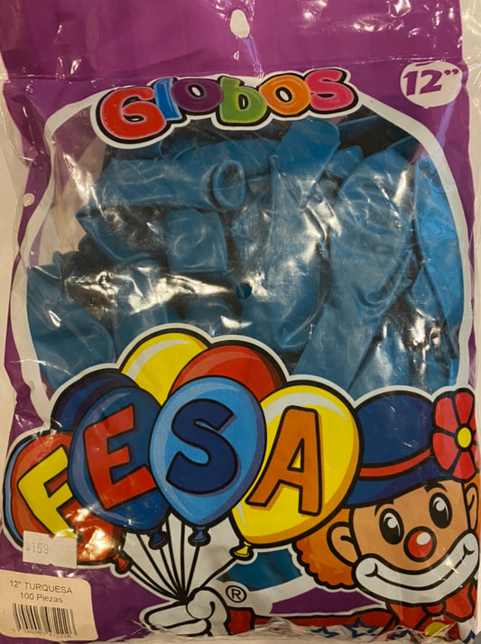 Bolsa de globos de látex color turquesa