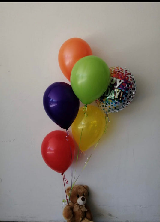 Peluche con globos cumpleaños