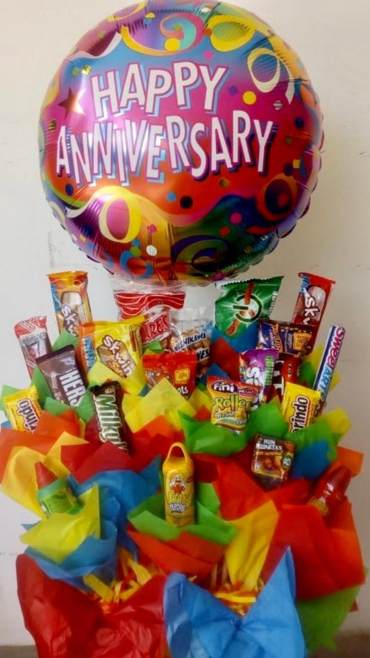 Arreglo de dulces "Happy Anniversary"