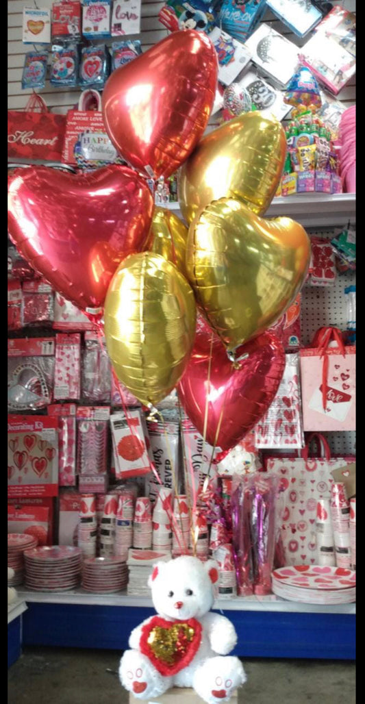 Arreglo globos con peluche amor
