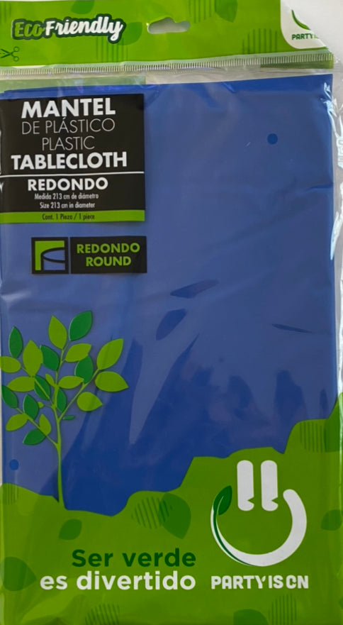 Mantel azul rey redondo