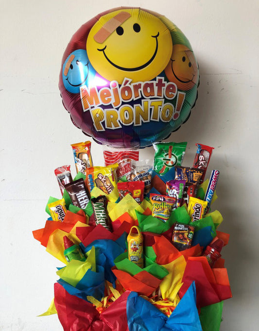 Arreglo de globos get well,mejórate pronto