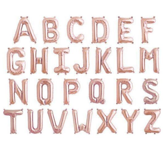 Globo letra Metálico Rose Gold inflado con aire chico 14"