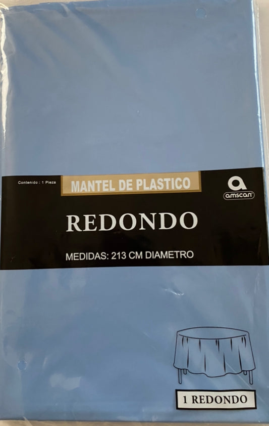 Mantel redondo azul claro