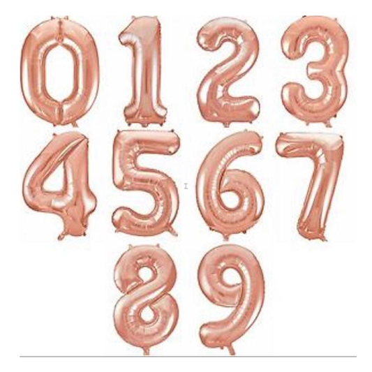 número metálico rose gold grande 87 cm con helio